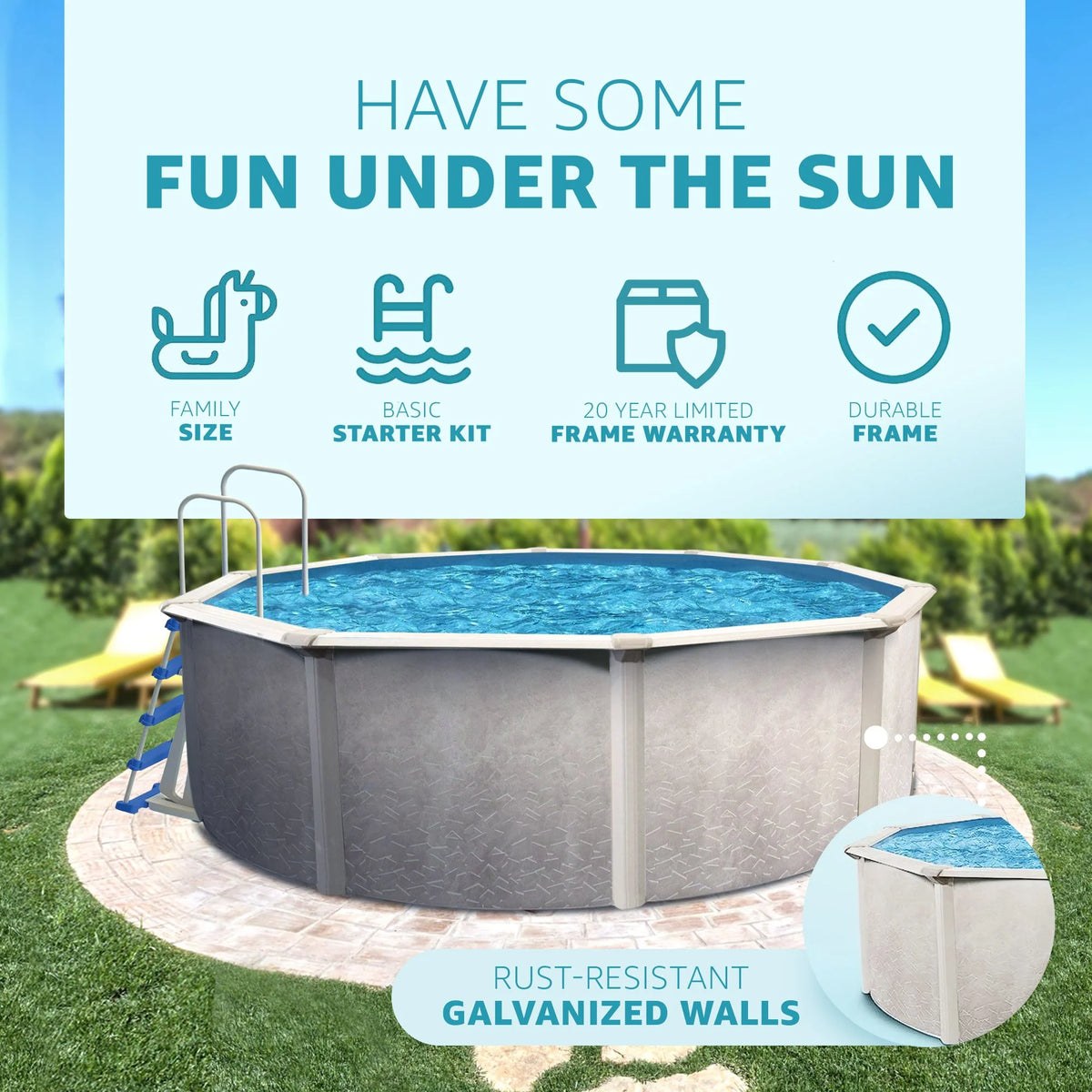 18 Foot by 52 Inch Steel Frame Above Ground Pool Q4256