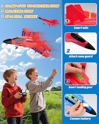2.4GHz Remote Control Airplane with Gyro Stabilizer LED Light Red O21120
