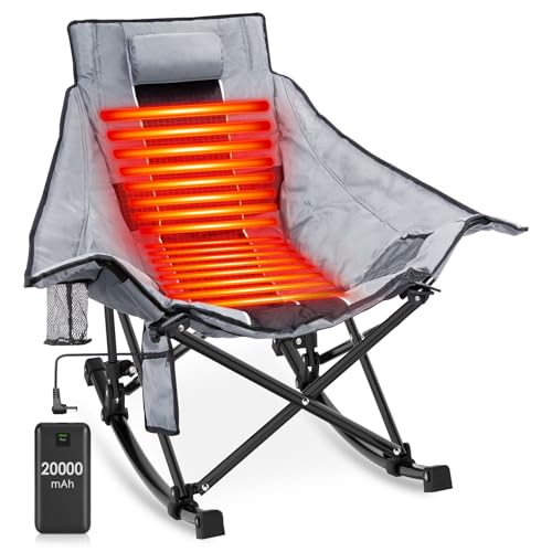 XL Oversized Heated Rocking Camping Chair with 3 Heat Levels L5964