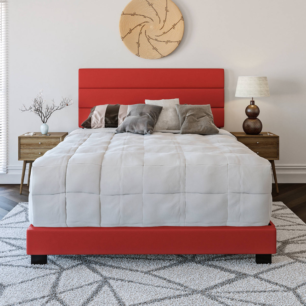 Black Faux Leather Upholstered Platform Bed Frame, Twin Z43658