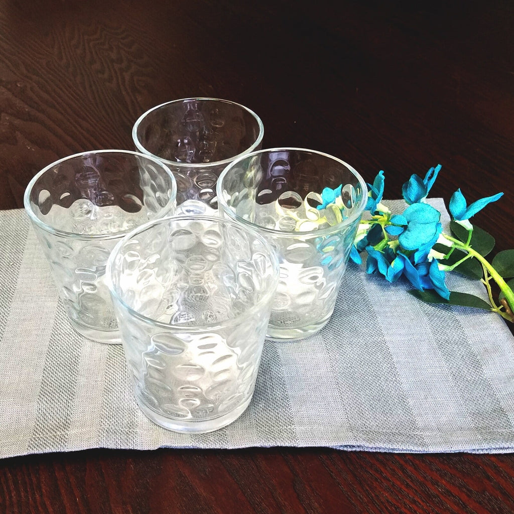 13 Ounce Clear Embossed Glass, 4 Count F2581