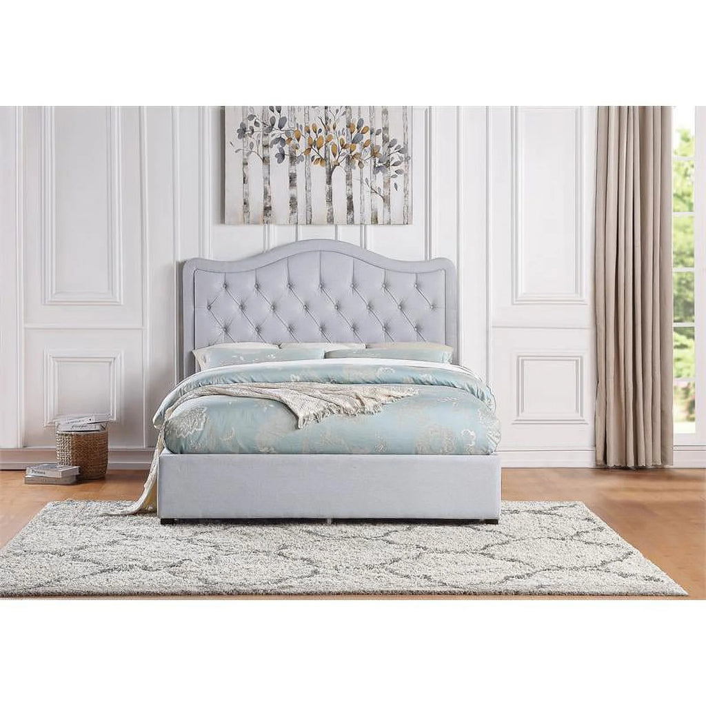 Gray Fabric Eastern King Platform Bed with Storage Drawer G159