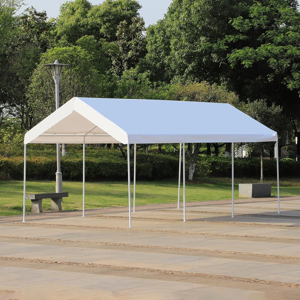 10x20 ft Heavy Duty Carport Canopy Shelter with Removable Sidewalls and Door J224958