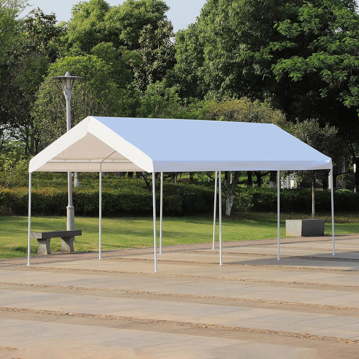 10x20 ft Heavy Duty Carport Canopy Shelter with Removable Sidewalls and Door J224958