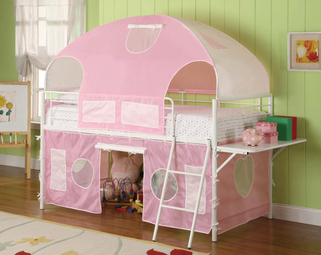 Pink and White Tent Loft Bed G875