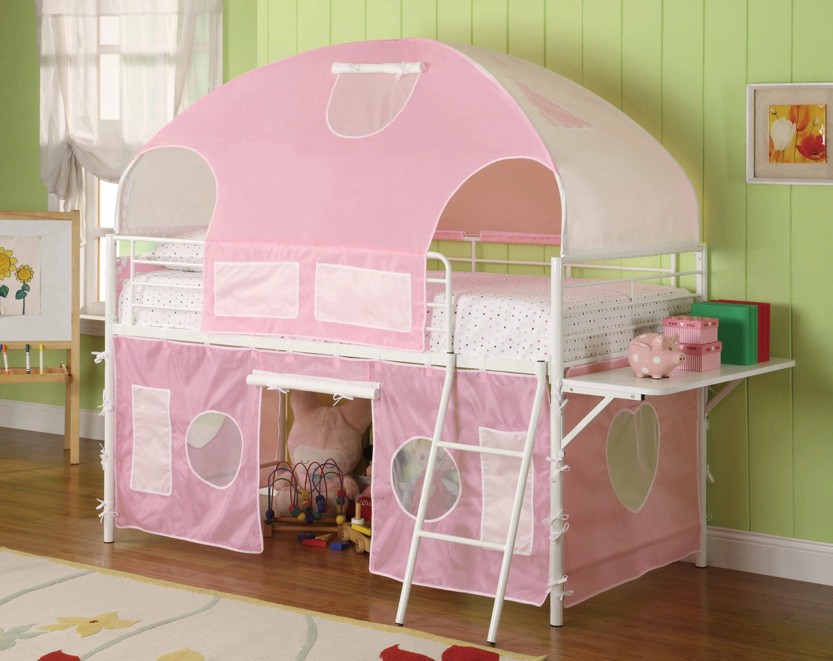Pink and White Tent Loft Bed G875