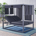 Aluminum Outdoor Daybed with Canopy Dark Grey U5703