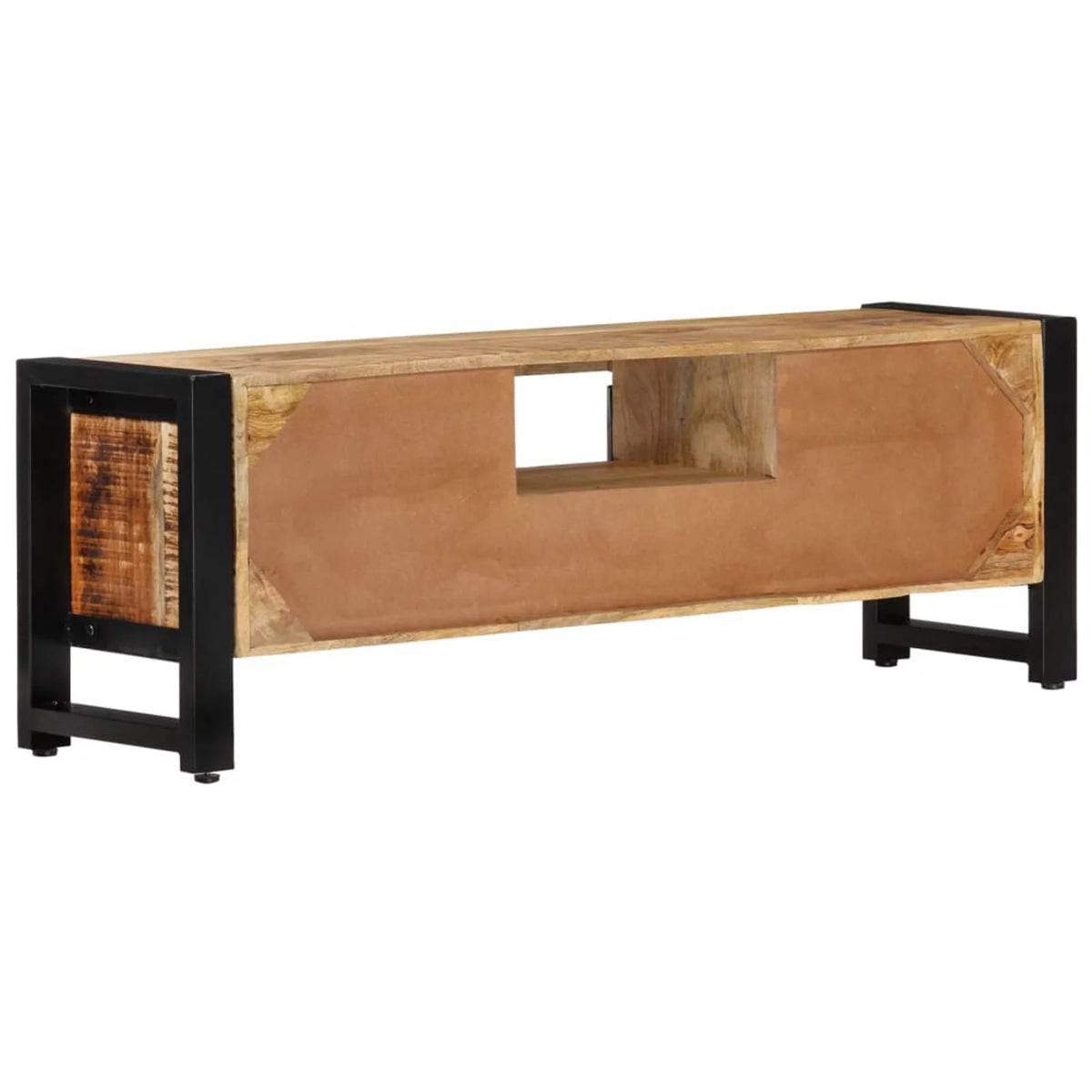 Wood TV Cabinet with Doors Drawer and Iron Legs B870421