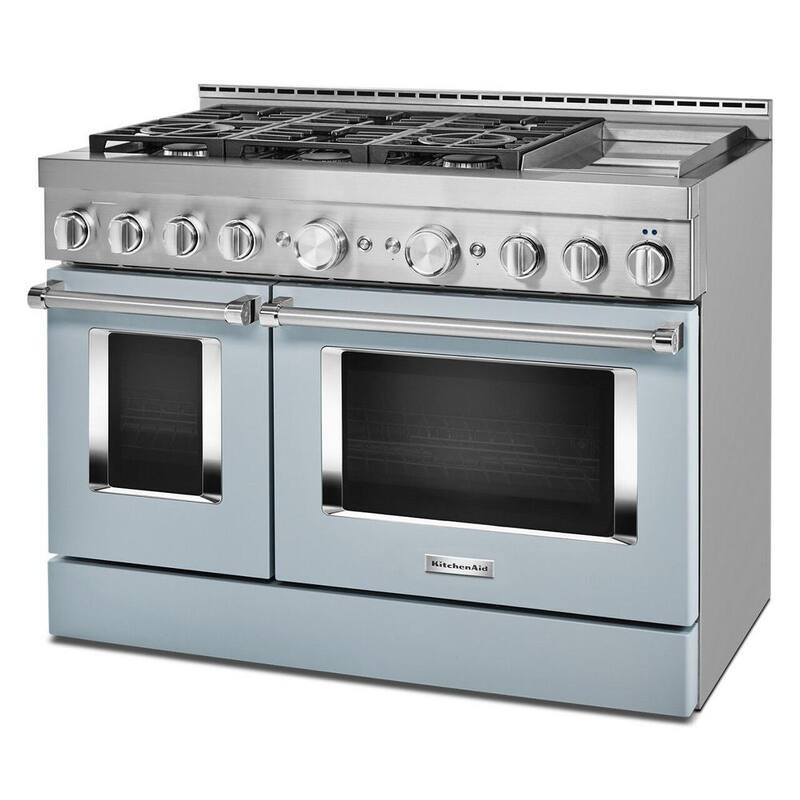 6.3 cu. ft. Smart Double Oven Gas Range with Griddle in Misty Blue I509
