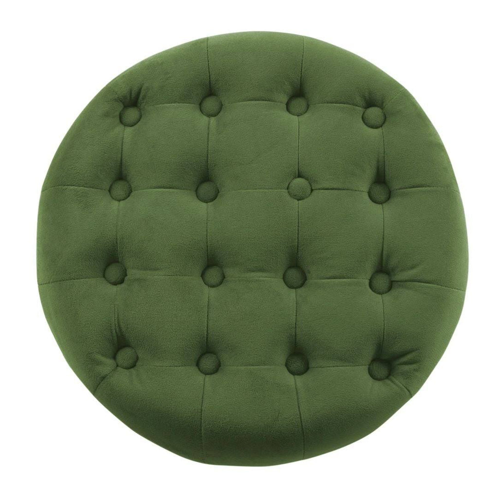 Velvet Forest Green Round Storage Ottoman P105427