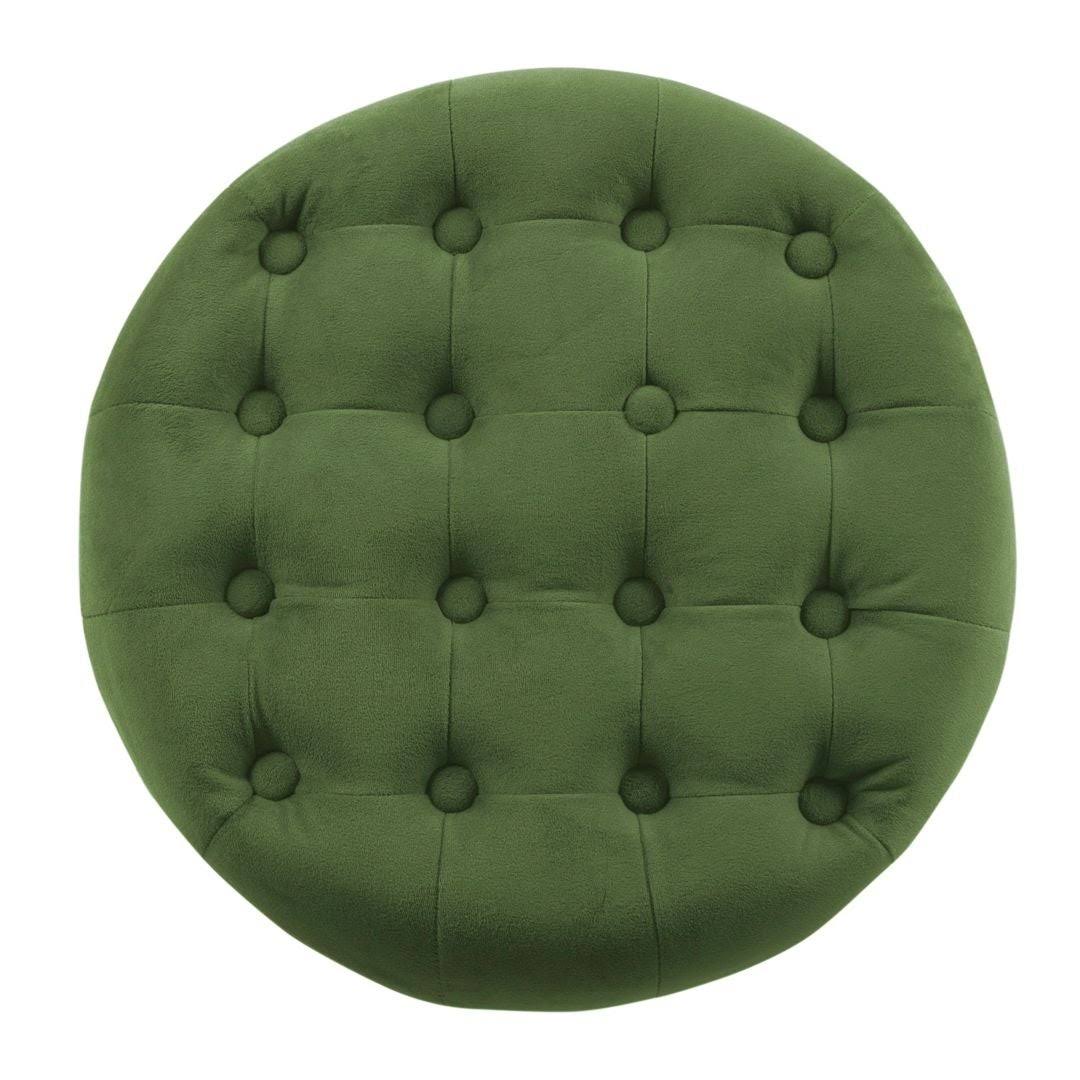 Velvet Forest Green Round Storage Ottoman P105427