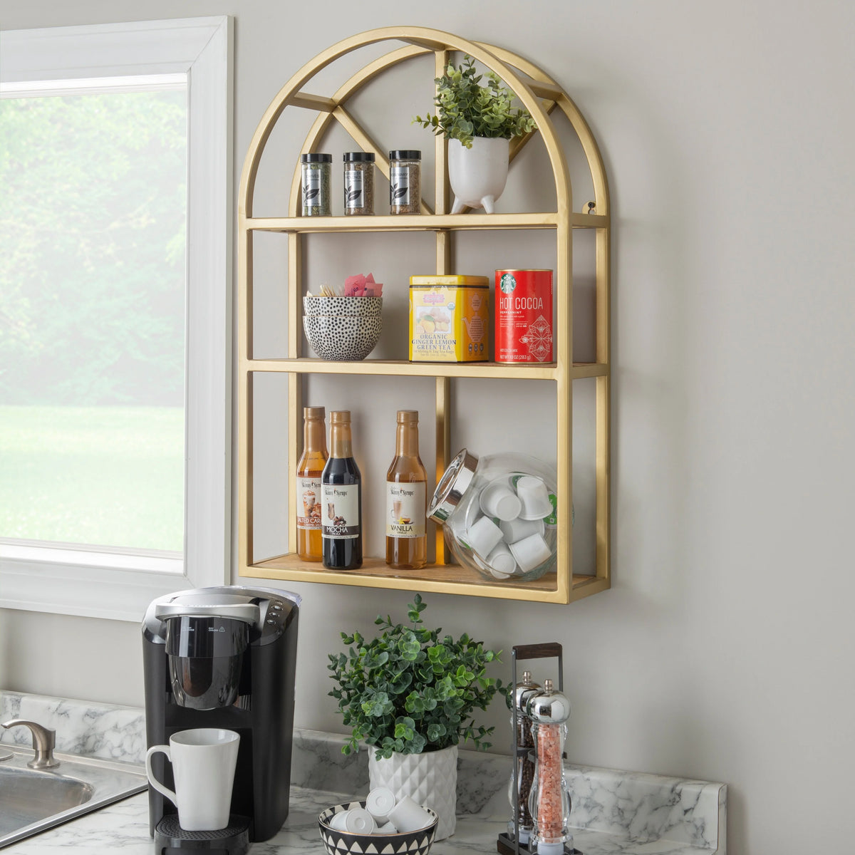 Gold Hanging Wall Shelf F394842