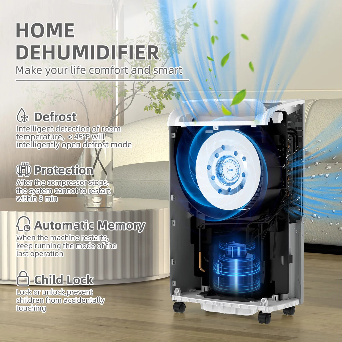 70 Pints 4,500 Sq. Ft. Dehumidifier with Drain Hose H136284