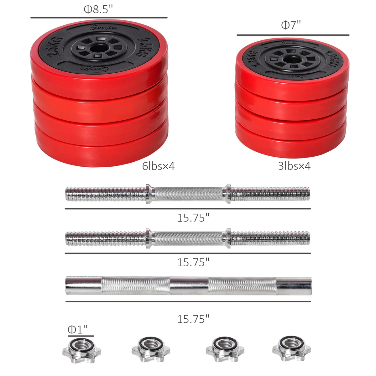 44 lbs. Barbell Dumbbells Combo Free Weight Set M4277