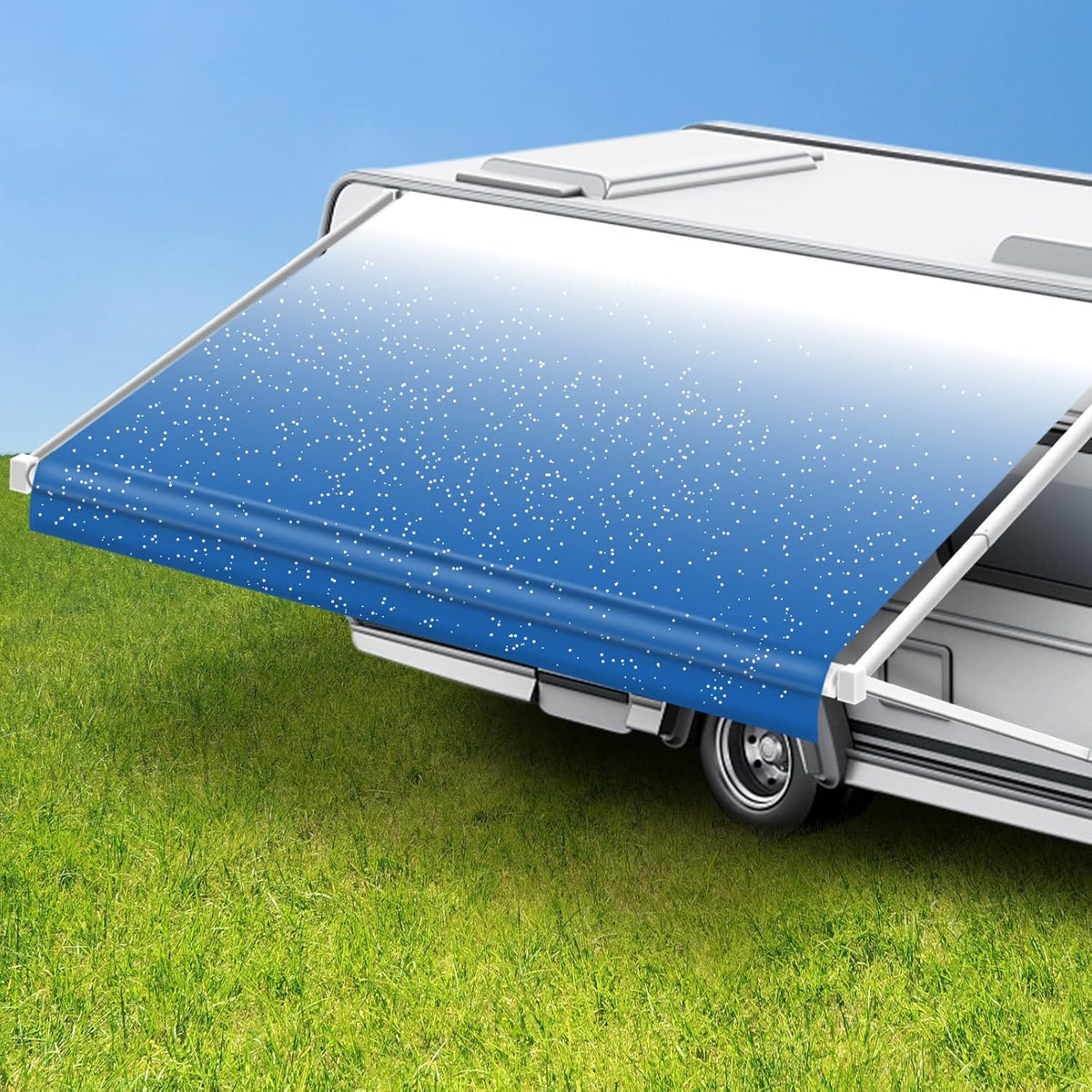 RV Awning Fabric Replacement Waterproof Blue Fade E371