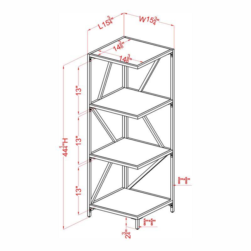 Black 3-Shelf Corner Bookcase Q13218
