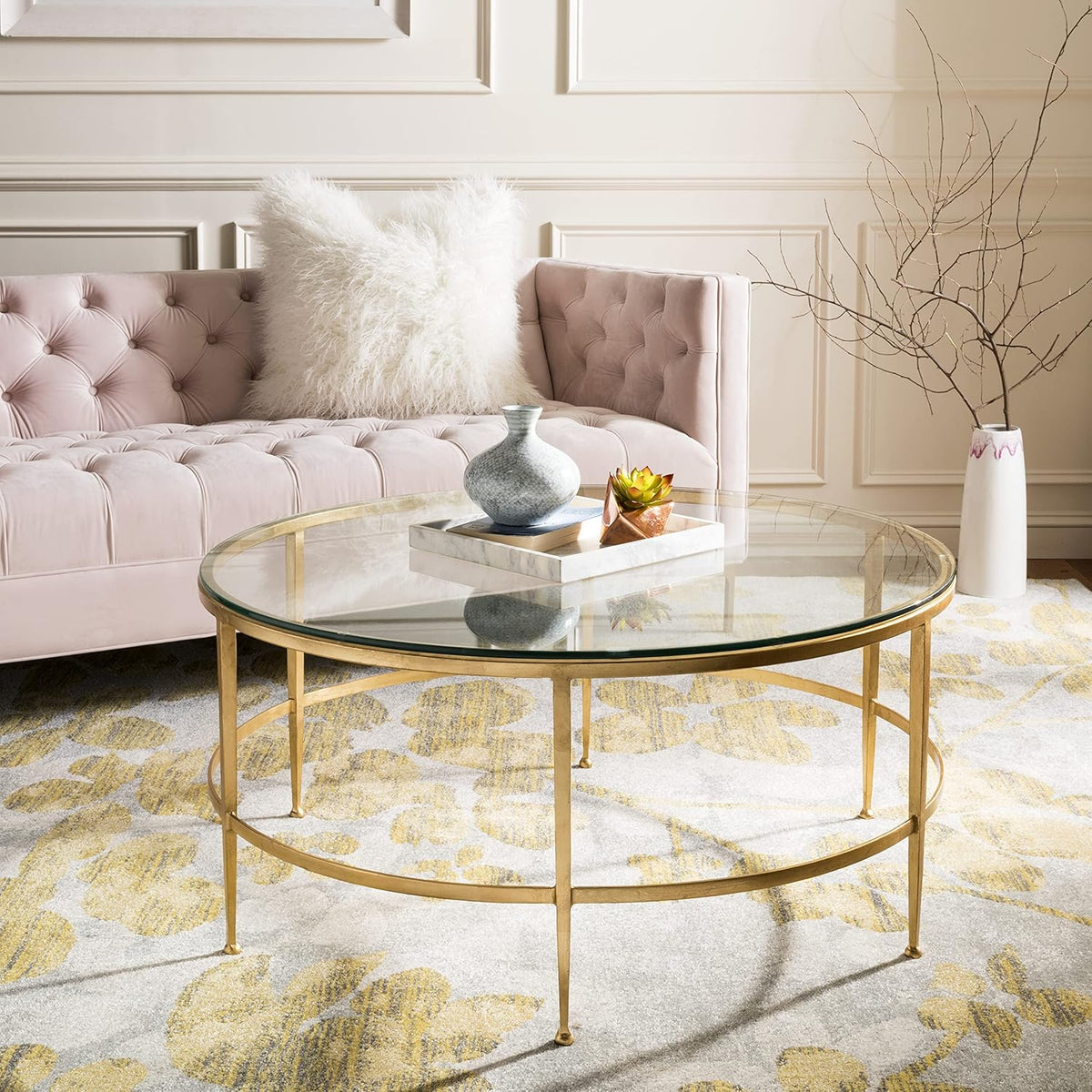 Antique Gold Glass Cocktail Table G874132