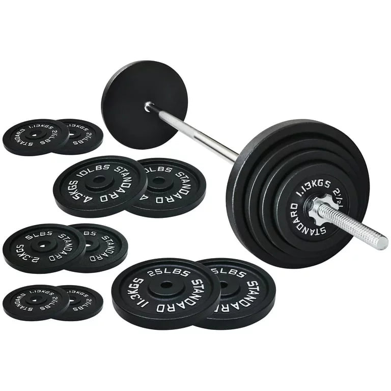 Cast Iron 100-Pound Barbell Set with Star Locks X4575