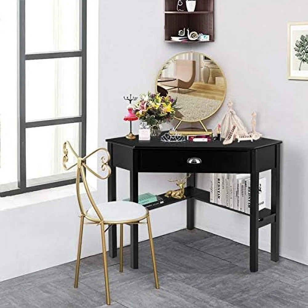 White Corner Desk with Drawer Shelves C635