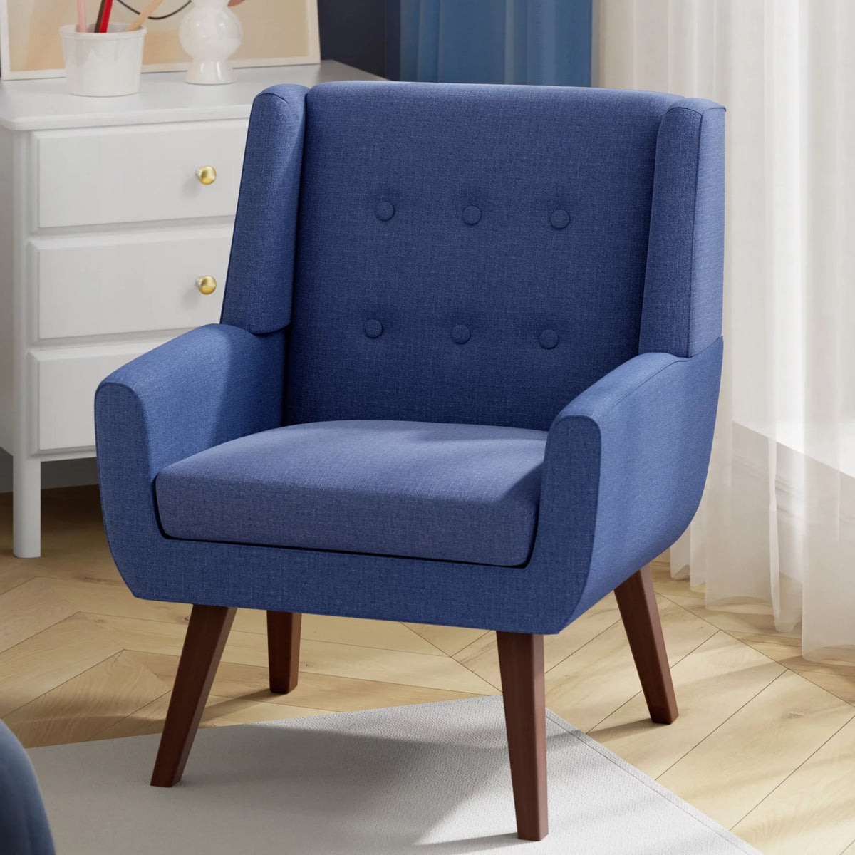 Beige Button-Tufted Upholstered Accent Chair H93854