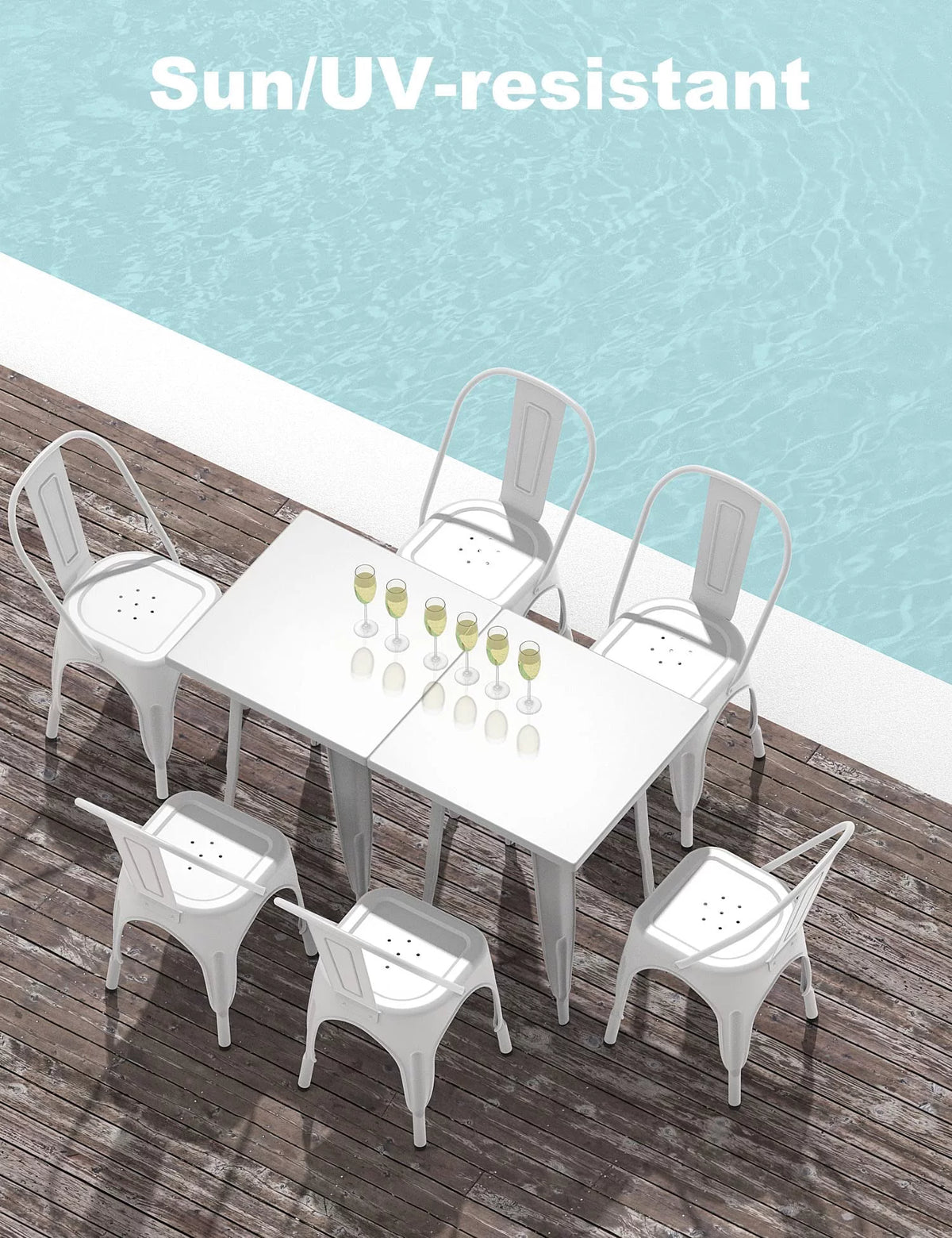 White Metal Stackable Dining Chair Set of 4 R118835