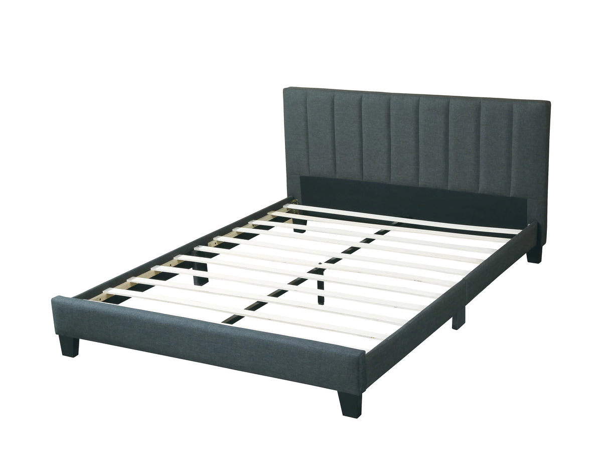 Solid Wood Full Size Bed with Polyfiber Headboard F759233