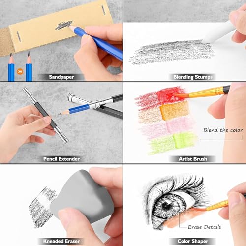 176 PCS Art Supplies Sketching Kit with 100 Sheets Sketch Book and Pencils R128