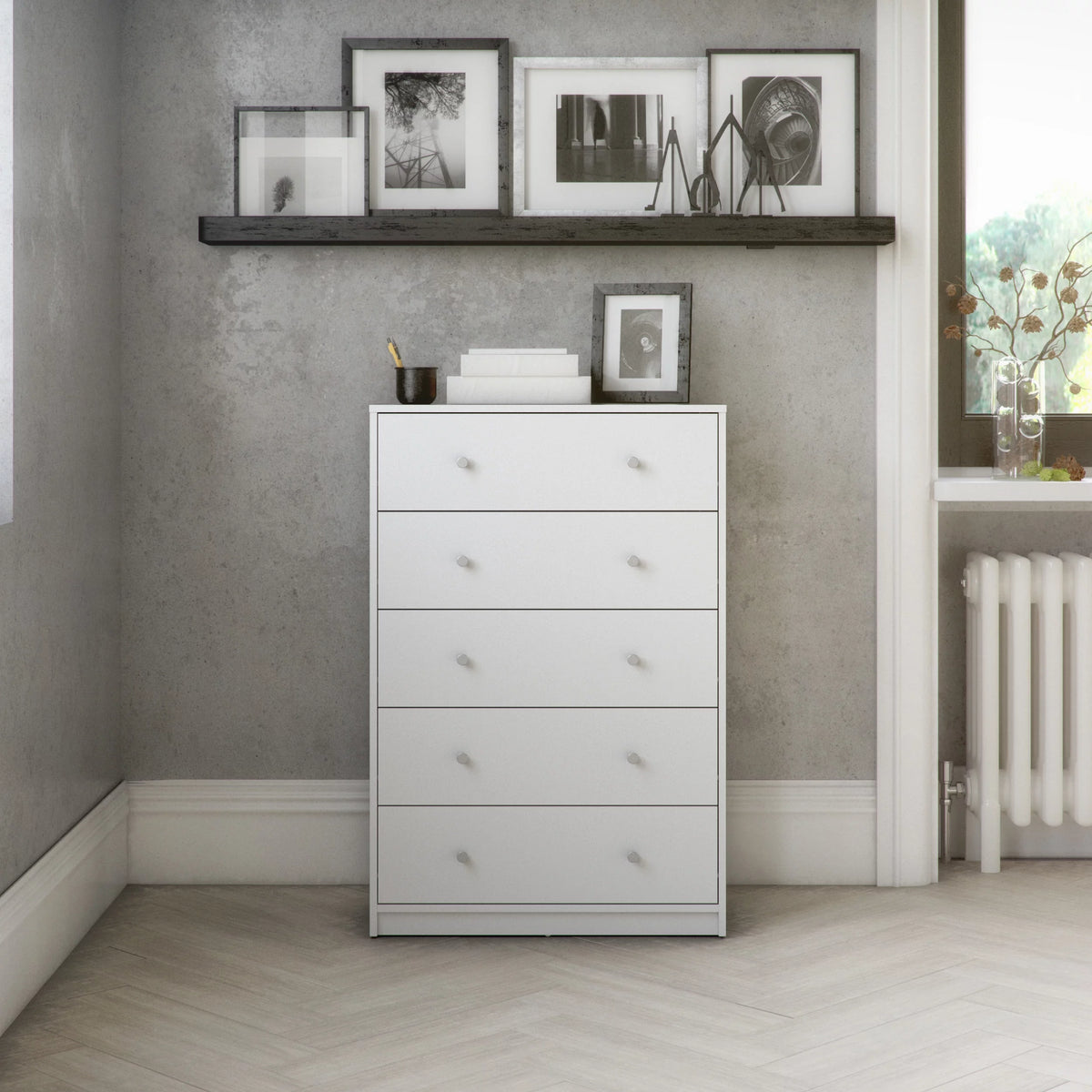 5 Drawer Chest Grey C508