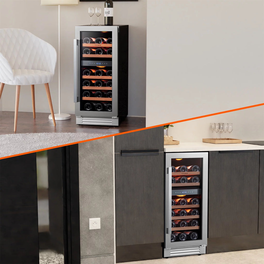 15 inch 28 Bottle Dual Zone Stainless Steel Wine Cooler Y19498