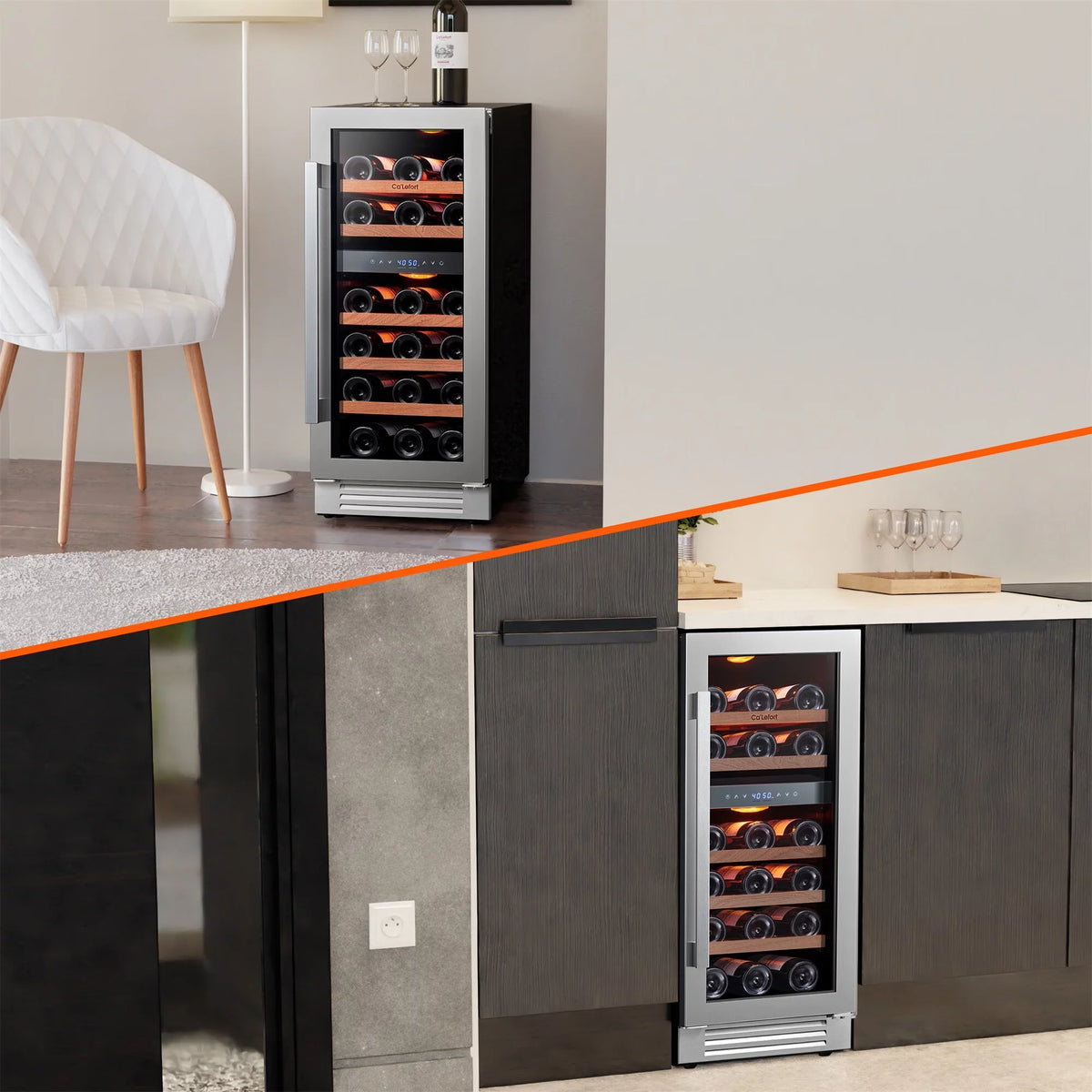 15 inch 28 Bottle Dual Zone Stainless Steel Wine Cooler Y19498