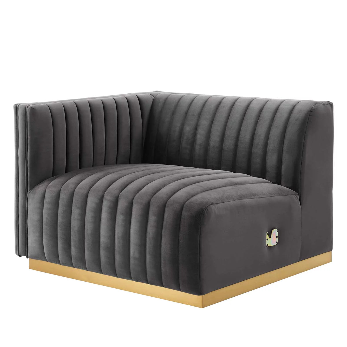 Gold Gray Velvet 4-Piece Sectional P409255