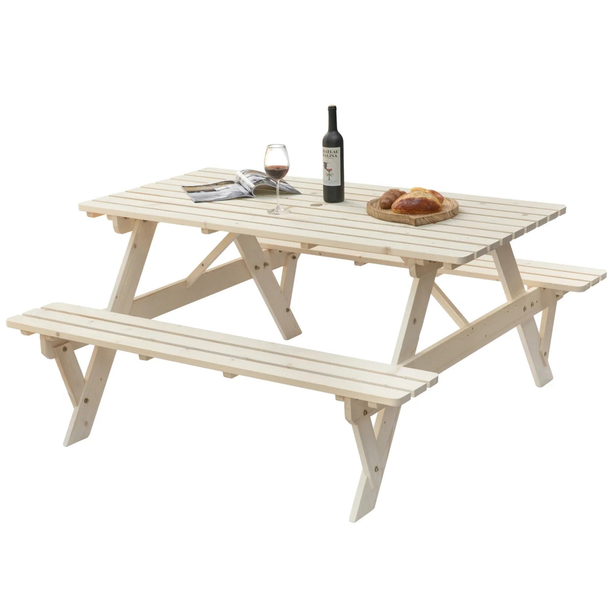 Wooden 6-Person Picnic Table Z8250