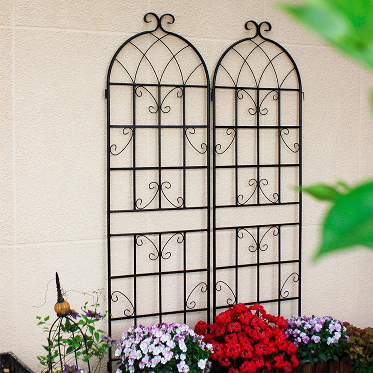 2 Pack Large Heavy Duty Rustproof Black Iron Plant Trellis M3992