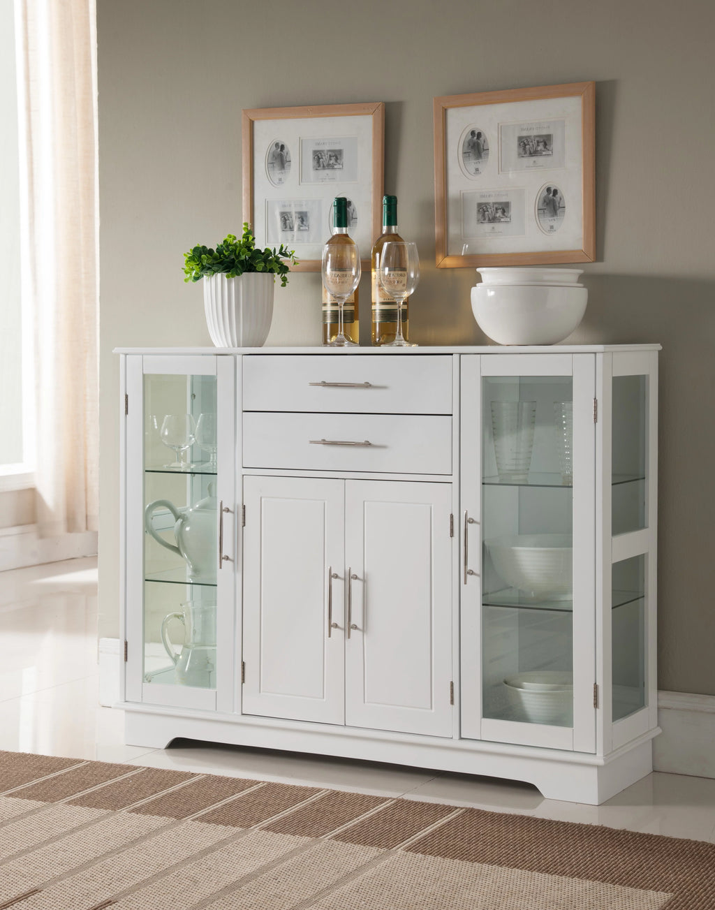 White Wooden Sideboard Buffet Cabinet Q119