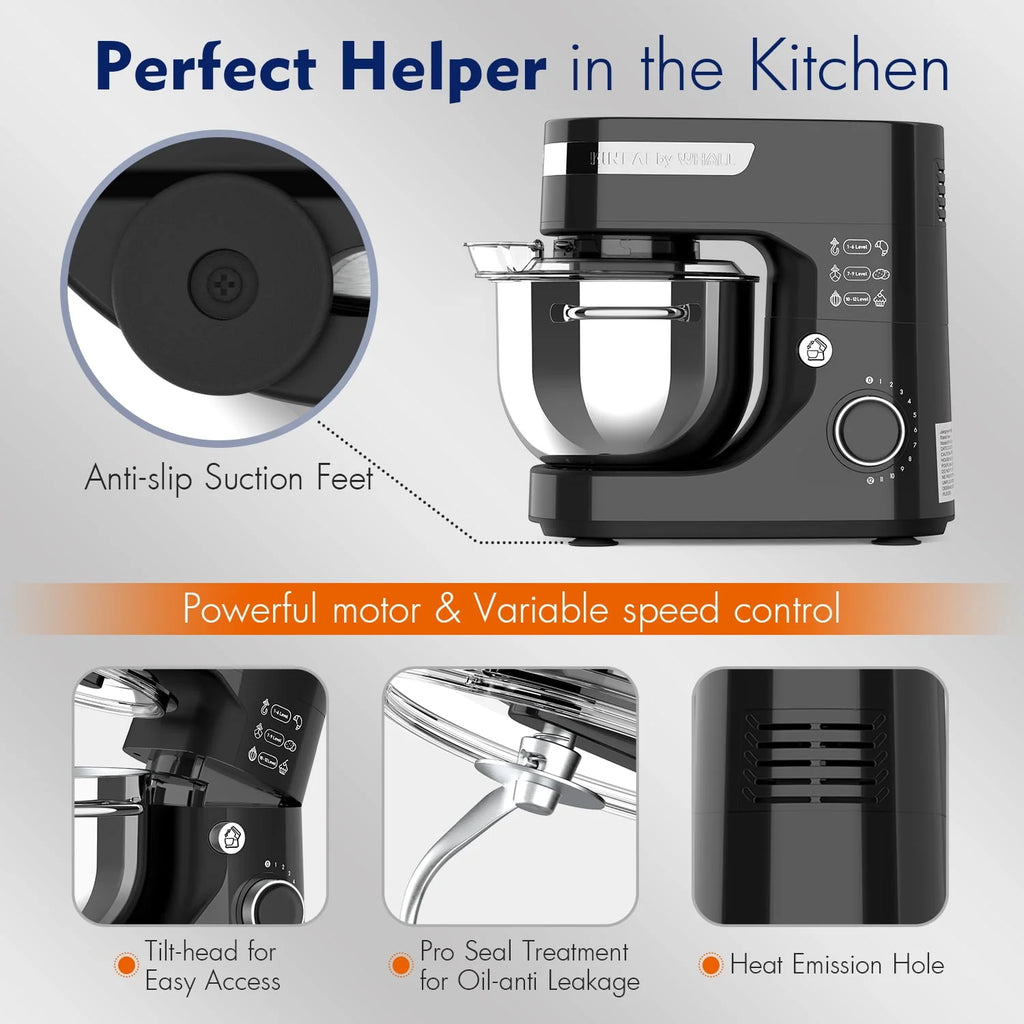5.5Qt 12-Speed Tilt-Head Electric Stand Mixer with Stainless Steel Bowl E197