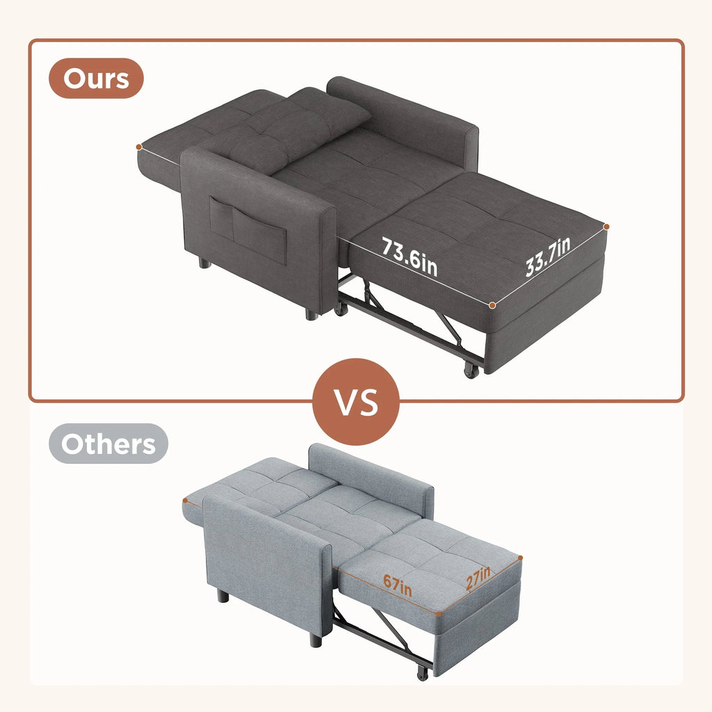 Light Gray Convertible Sofa Bed T2814