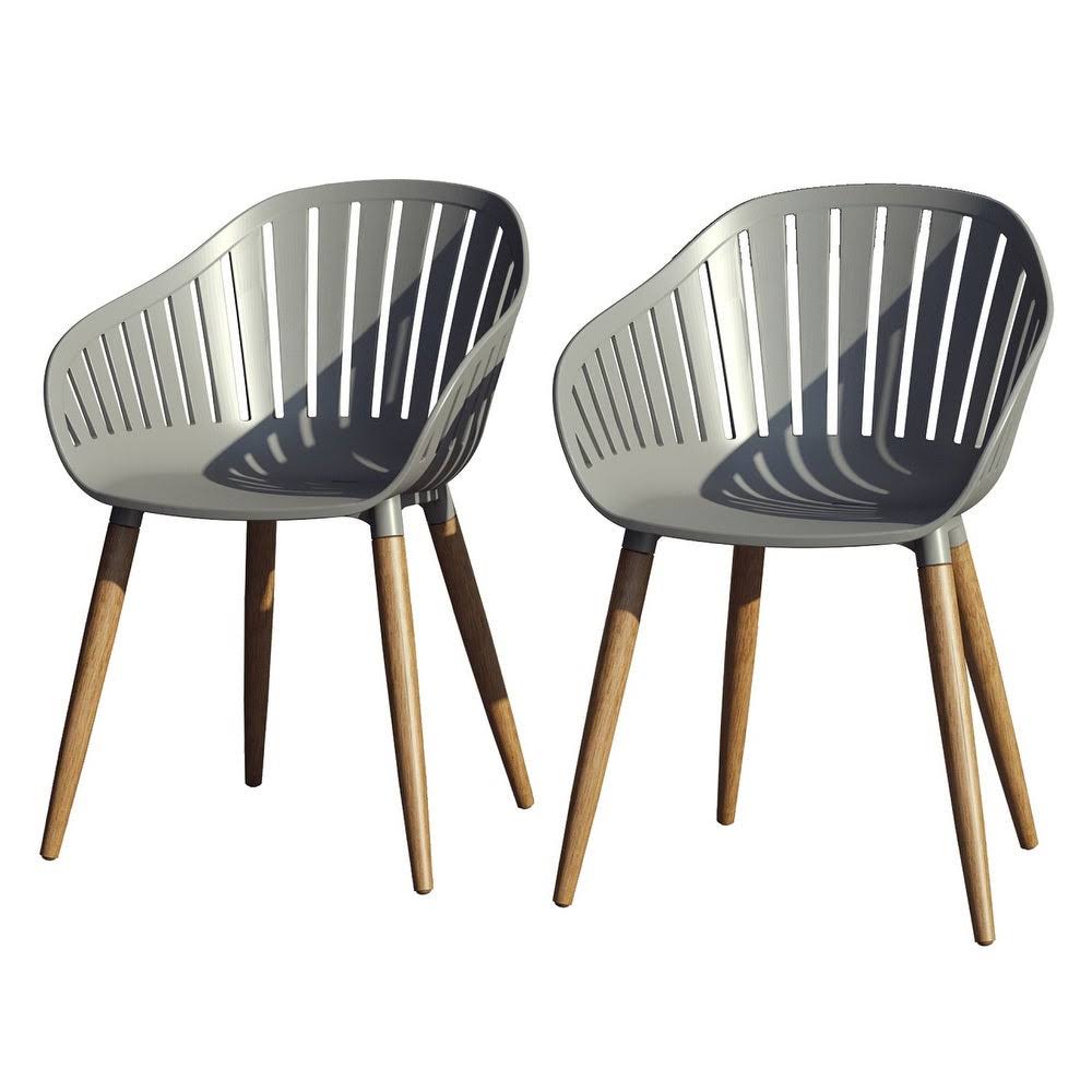 2 Piece Gray Brown Patio Armchair Set T304