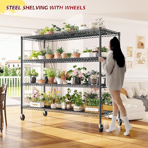 75.6" H Adjustable Metal Wire Shelving Unit with Wheels C992
