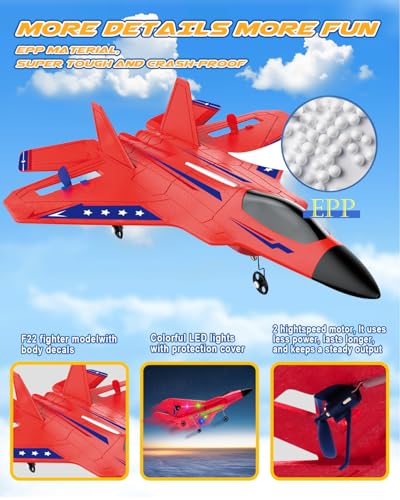 2.4GHz Remote Control Airplane with Gyro Stabilizer LED Light Red O21120