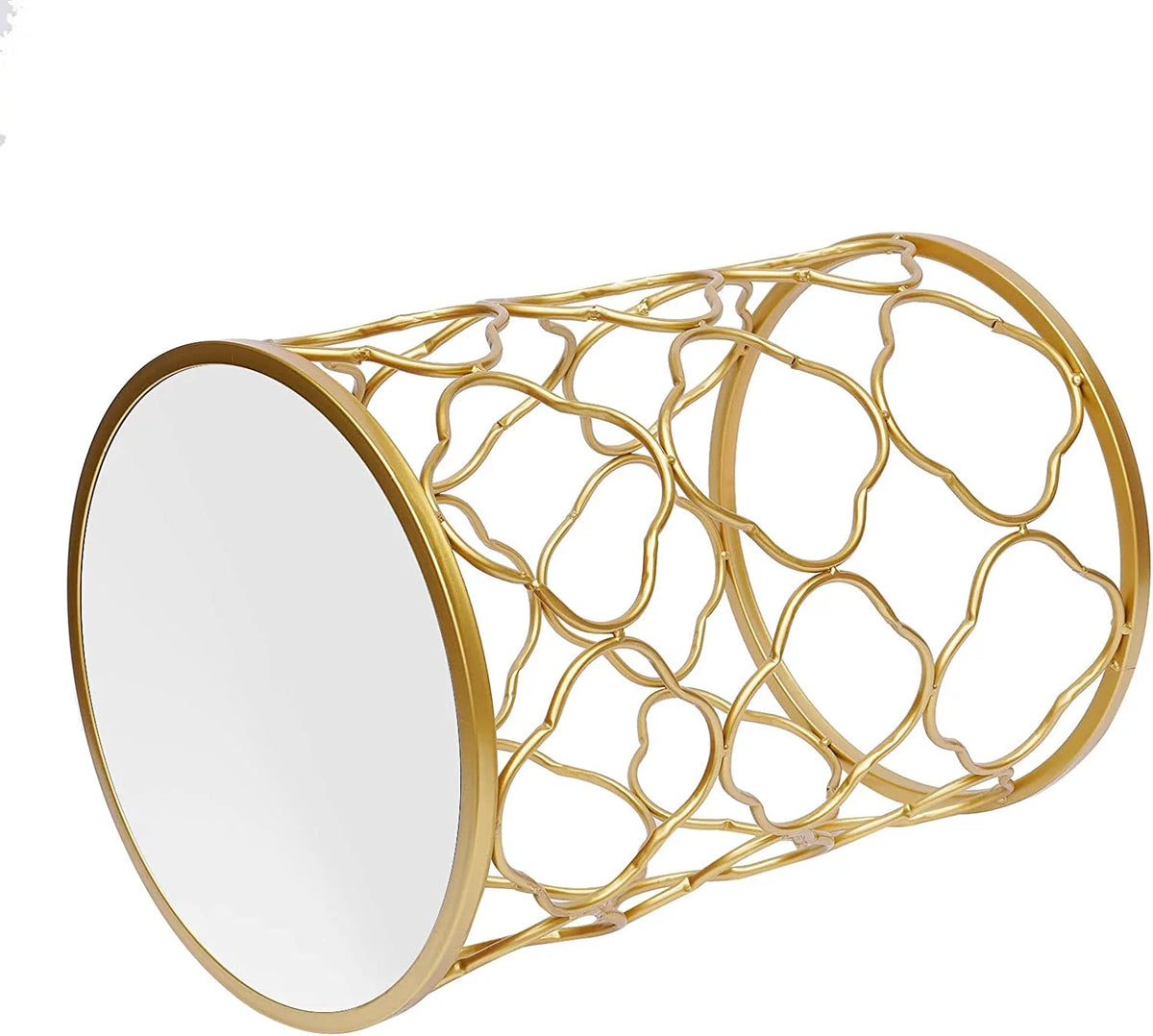 Round Gold Metal Nesting Side Table with Mirrored Top V74780