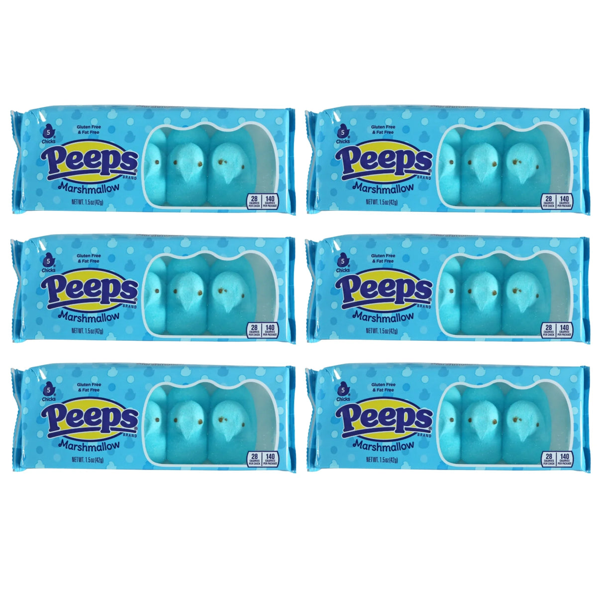 Blue Marshmallow Chicks 1.5 oz Pack of 6 Z387