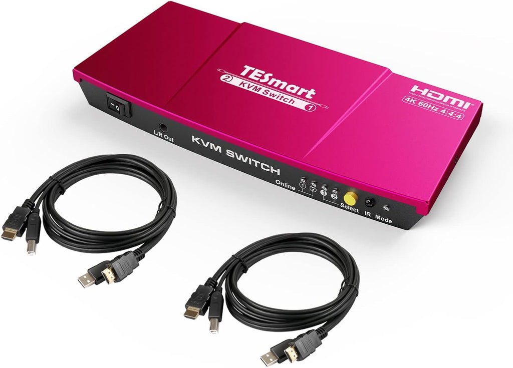 HDMI KVM Switch 2 Port 4K@60Hz Red O3617