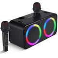 Black Portable Bluetooth Karaoke Machine with 6 Sound Effects and 4 Party Lights D638