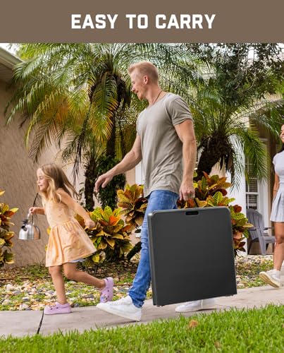 4ft Portable Folding Table, 4 Heights, Gray D183