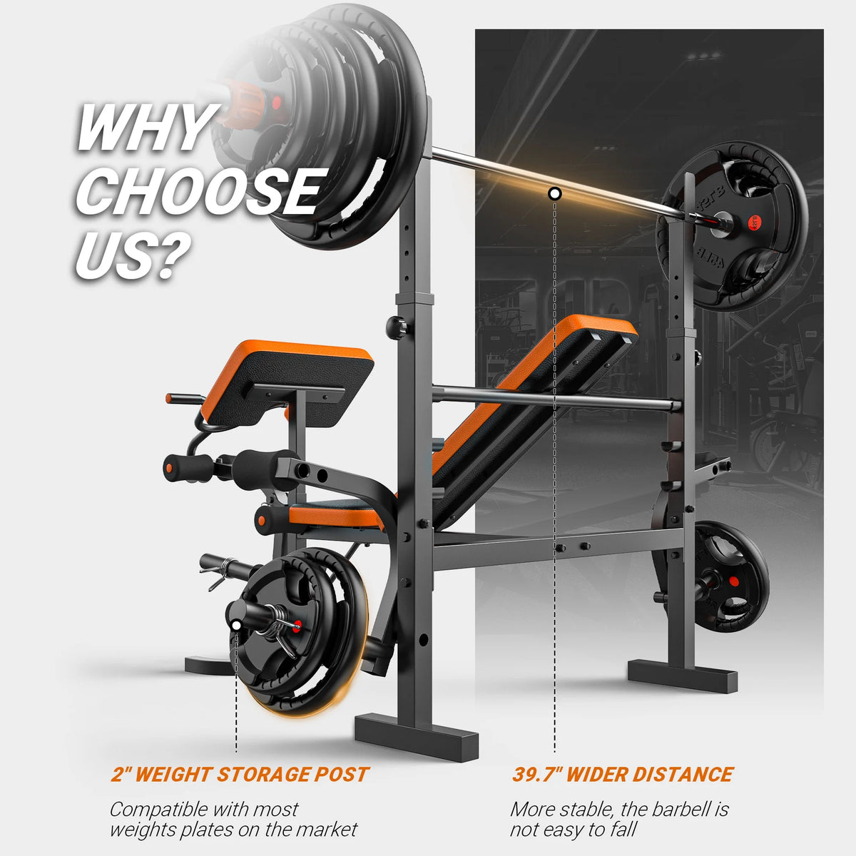 660lb 6-in-1 Adjustable Weight Bench with Barbell Rack and Leg Developer M23724