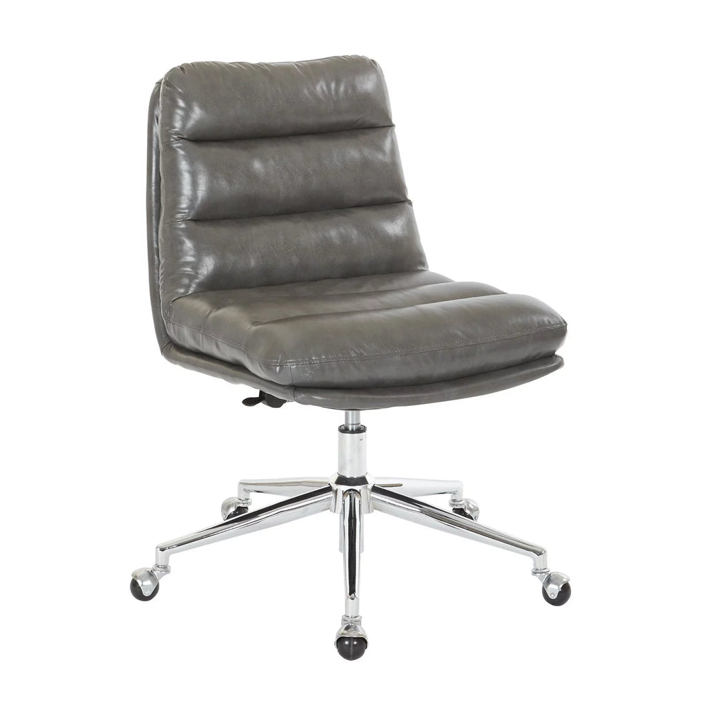 White Faux Leather Office Chair with Gold Base O482