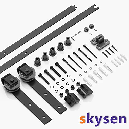 6FT Sliding Barn Door Hardware Kit Black O510924