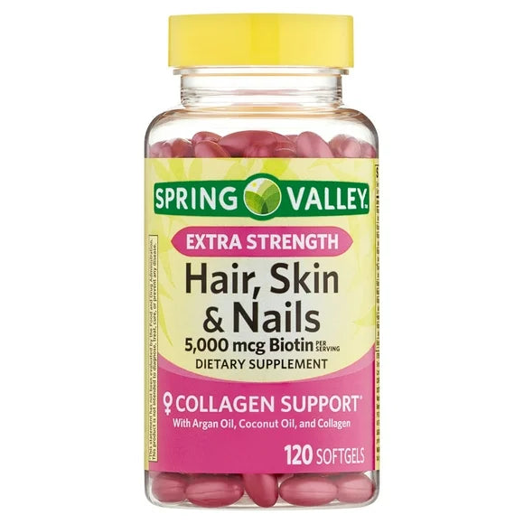 Hair Skin & Nails Collagen Support Softgels, 5000 Mcg Biotin, 120 Count M7539