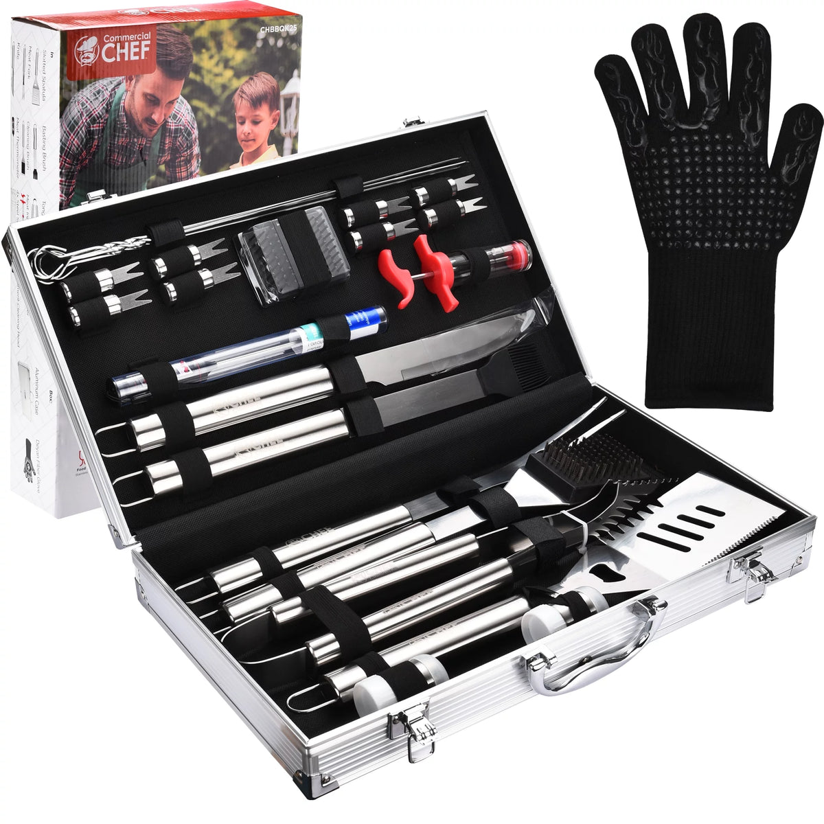 25 Piece Stainless Steel Barbeque Grill Tool Set K750587
