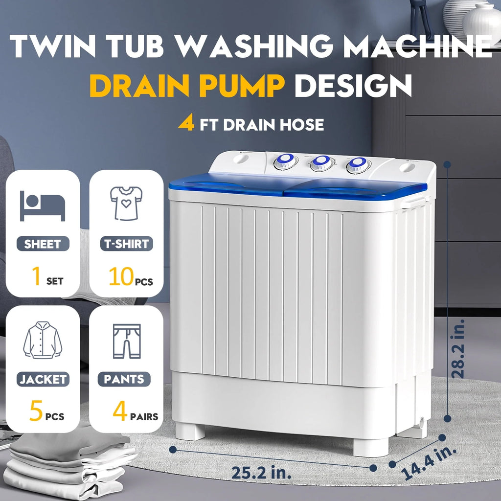 Portable 20lbs Twin Tub Semi-Automatic Washing Machine L181799